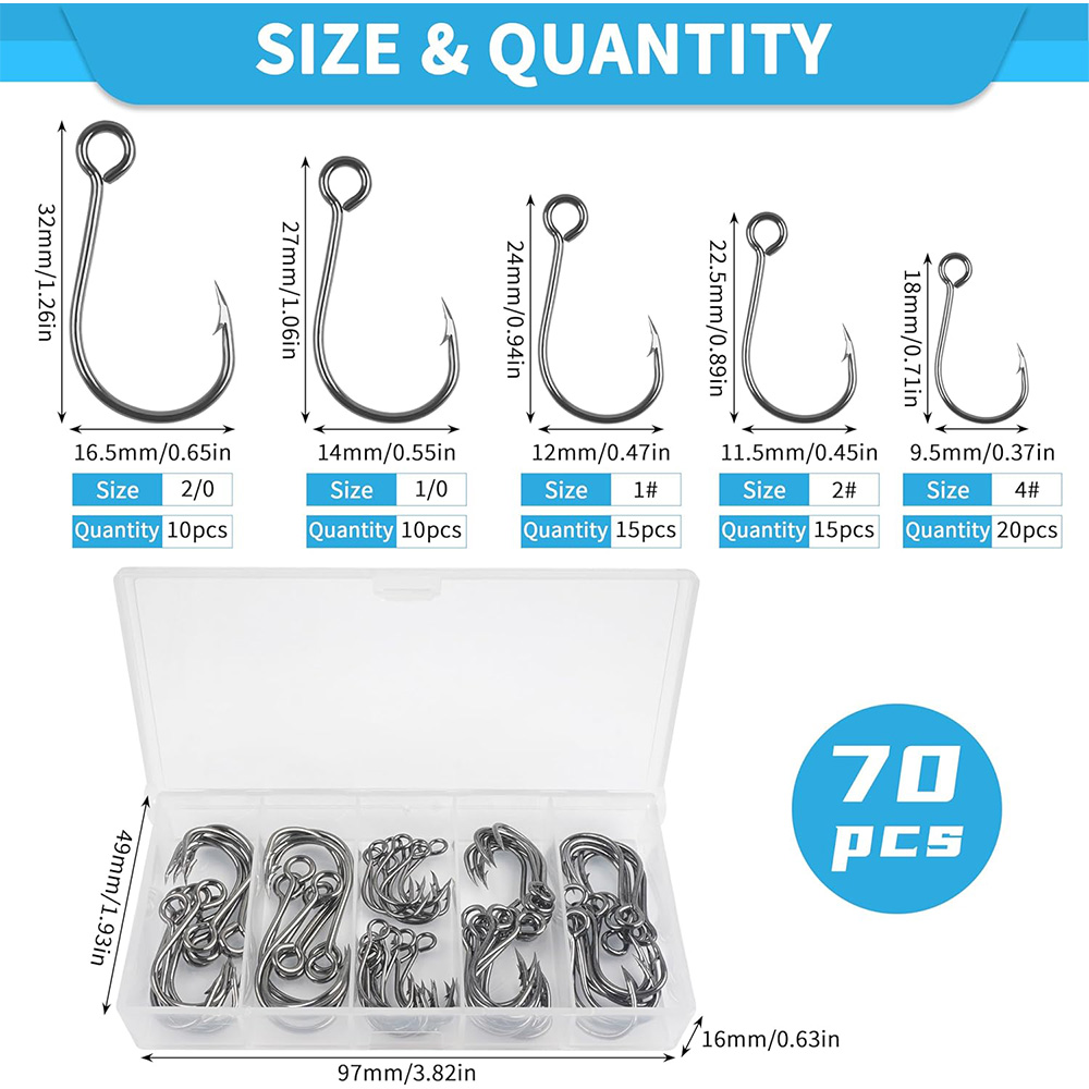 70 шт., встроенные одинарные к – обзор и цена Fishing Hook Assortment